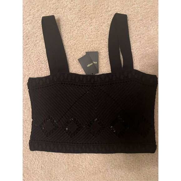 New Maje Mayon Cropped Crocket-knit Tank Top Size T1 - Picture 6 of 8